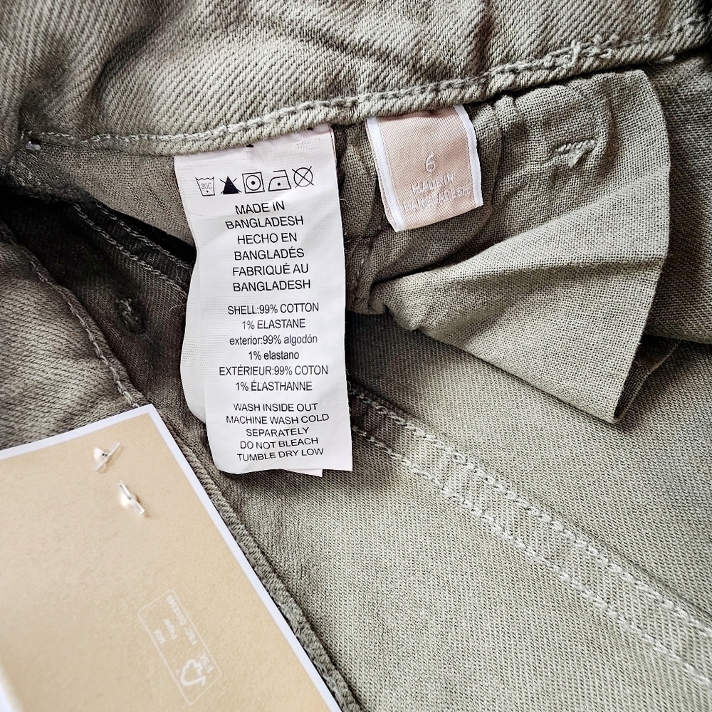 MICHAEL Michael Kors High Rise Selma Flare Jeans Olive Green Retro Stretch 6 NEW - Picture 12 of 13